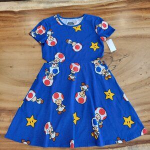 Girls XL Super Mario Mushroom Swing Dress with side cut outs NWY wear to Epic